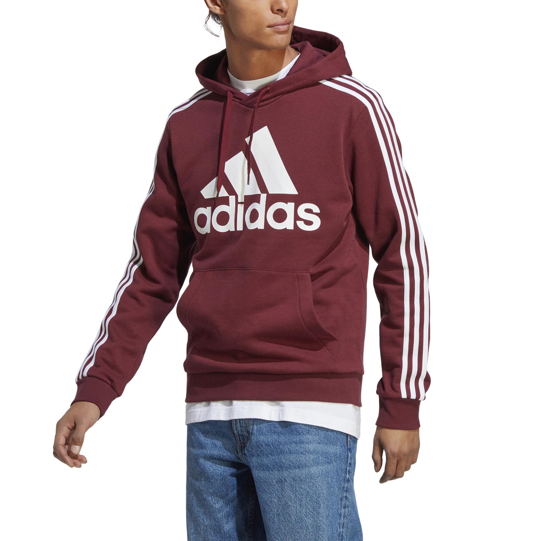 Sweatshirt felpa con cappuccio in pile con logo adidas Essentials 3-Stripes