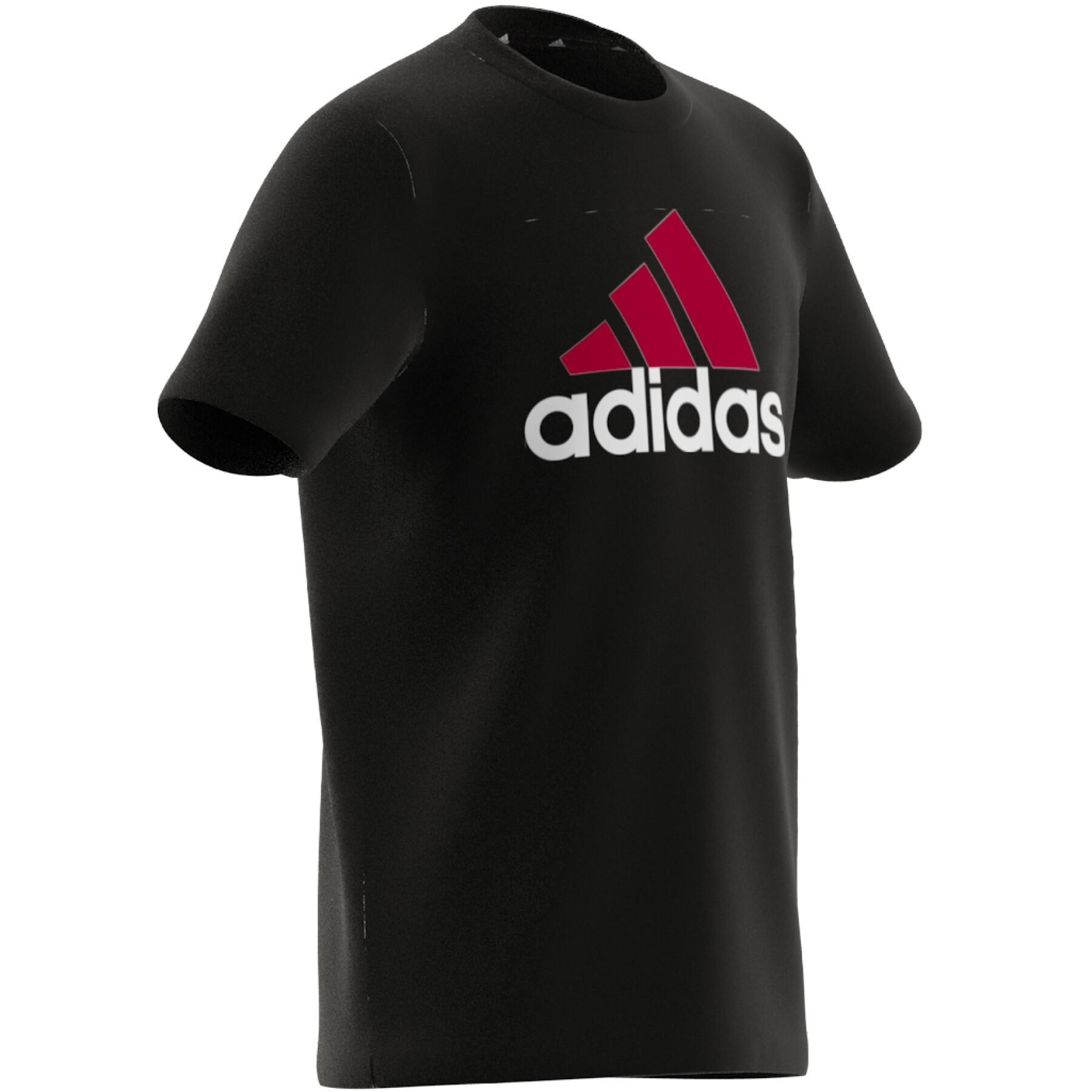T-shirt taglie comode da bambino in cotone bicolore con logo Adidas Essentials