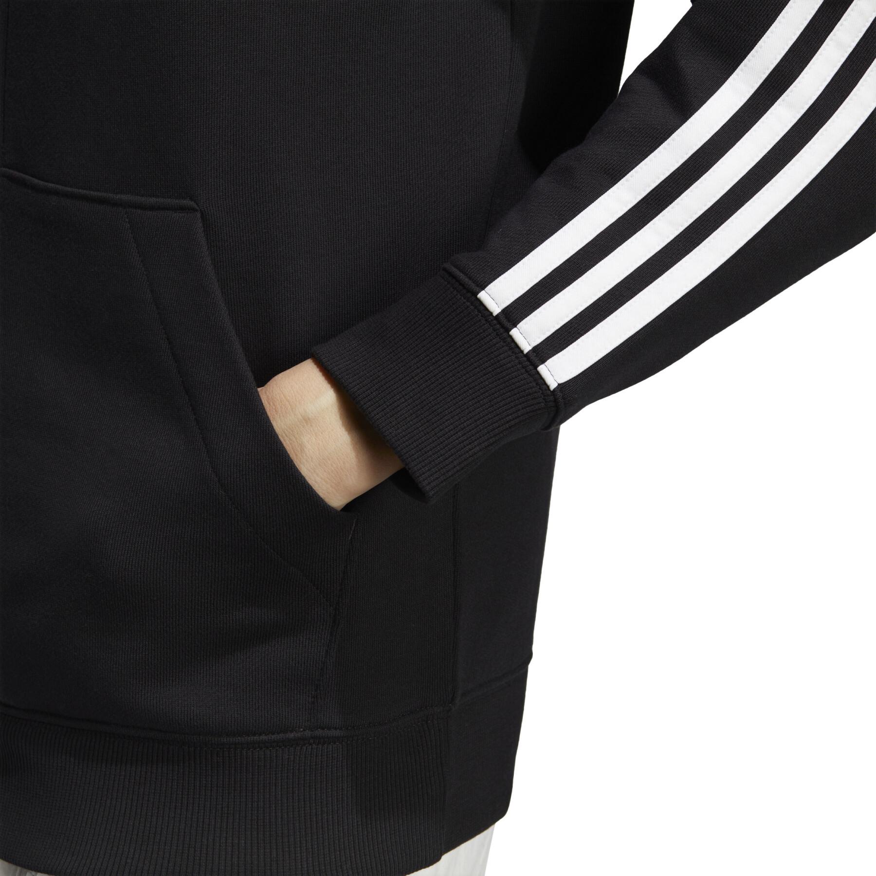 Sweatshirt felpa con cappuccio in pile regular full zip donna adidas Essentials 3-Stripes