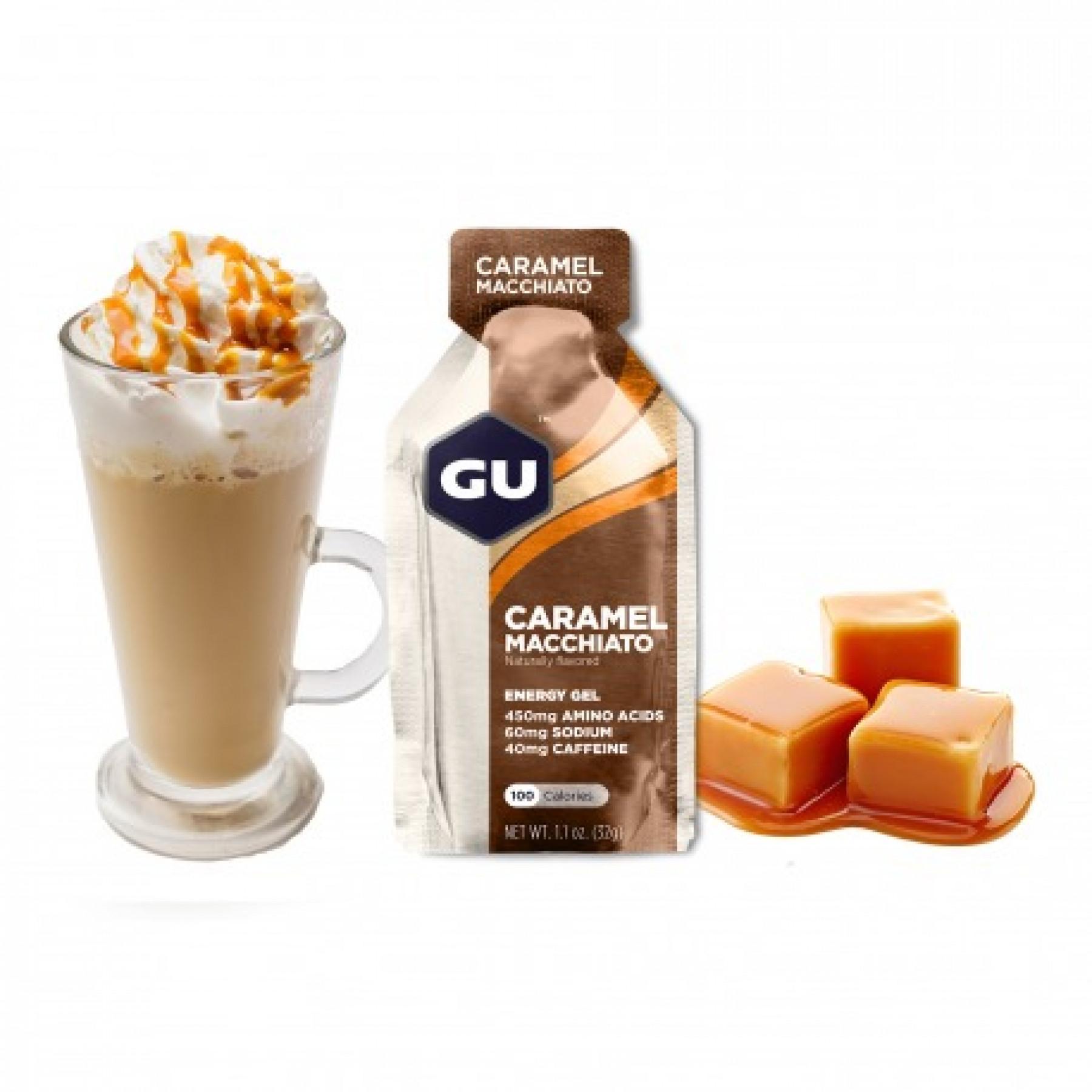 Confezione da 24 gel Gu Energy caramel macchiato caféiné