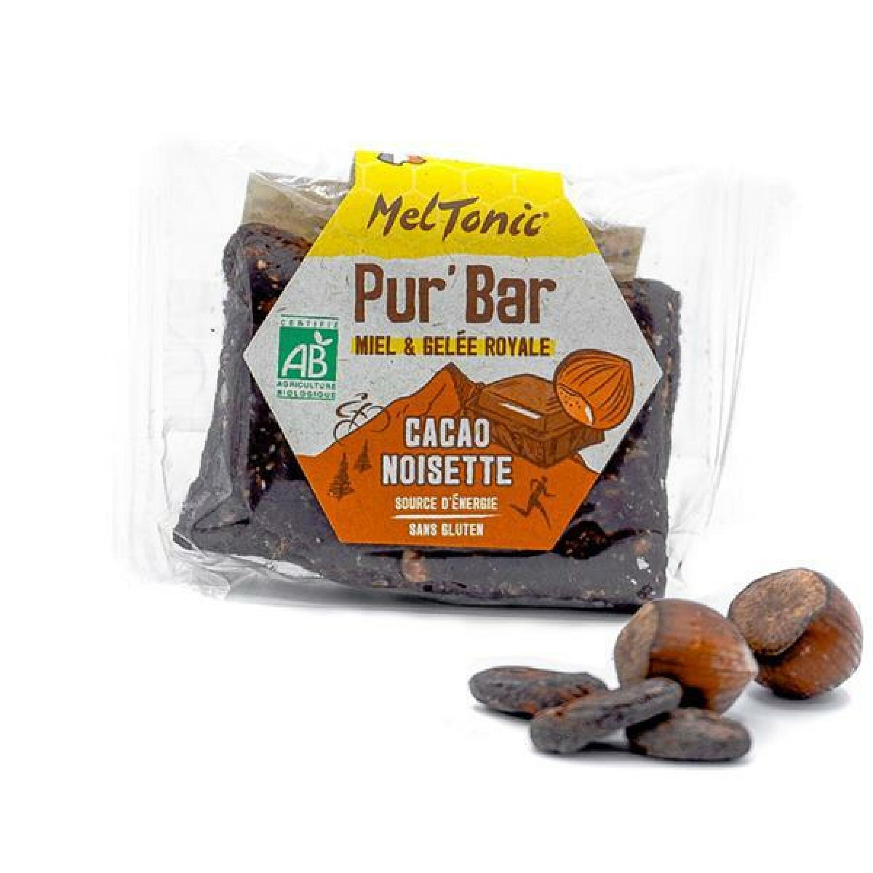 Confezione da 12 barrette nutrizionali biologiche cacao nocciola miele e pappa reale Meltonic Pur 50 g