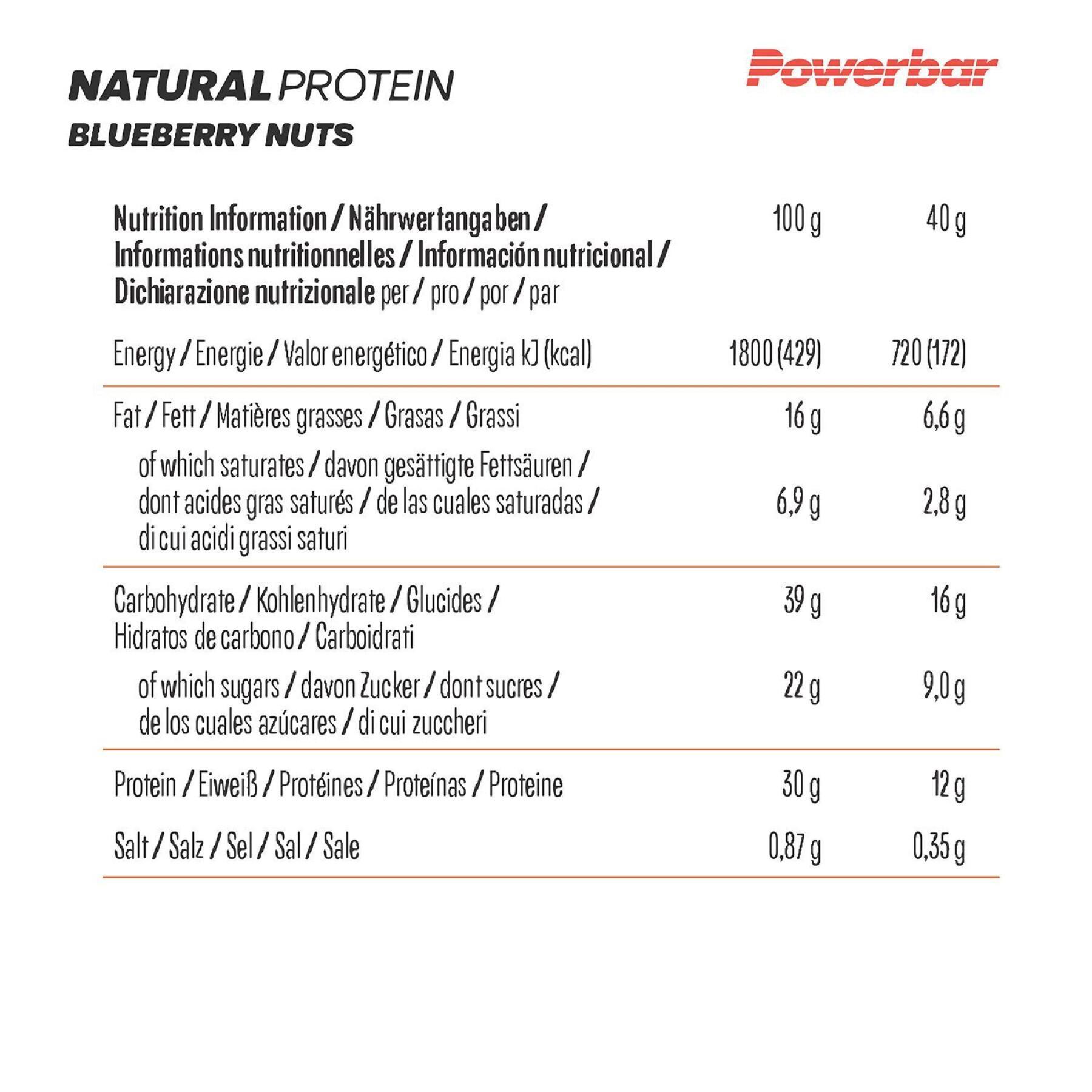 Confezione da 18 barrette nutrizionali proteiche PowerBar Natural