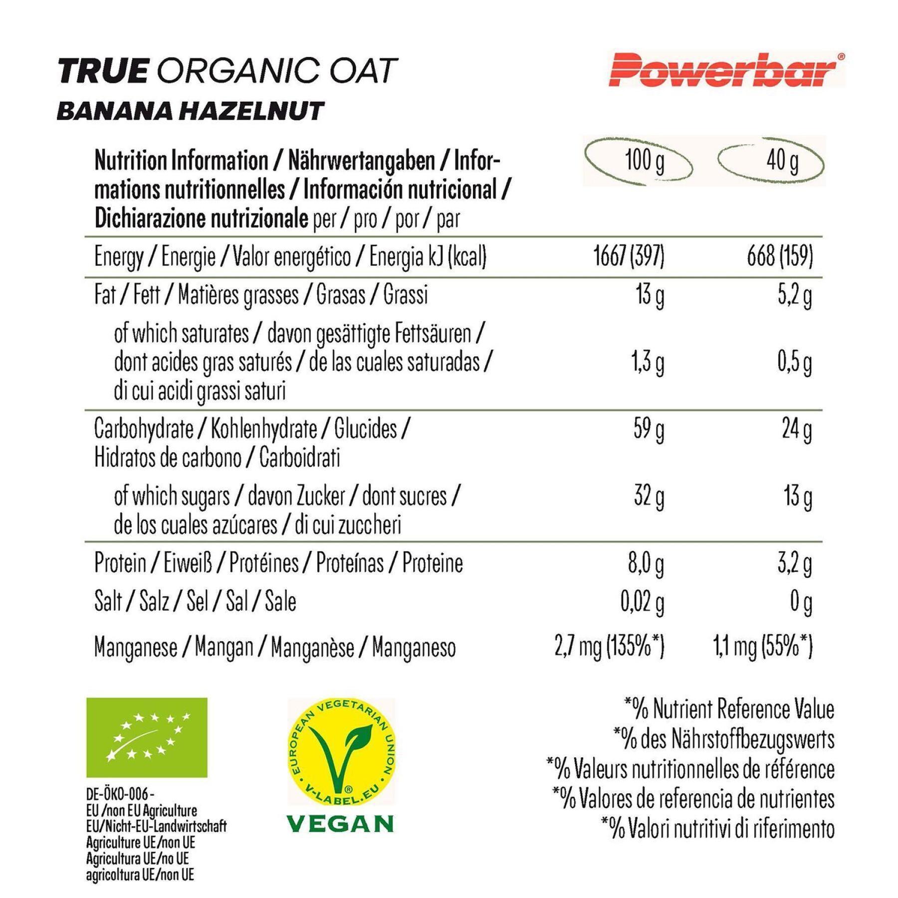 Confezione da 16 barrette nutrizionali PowerBar True Organic Oat