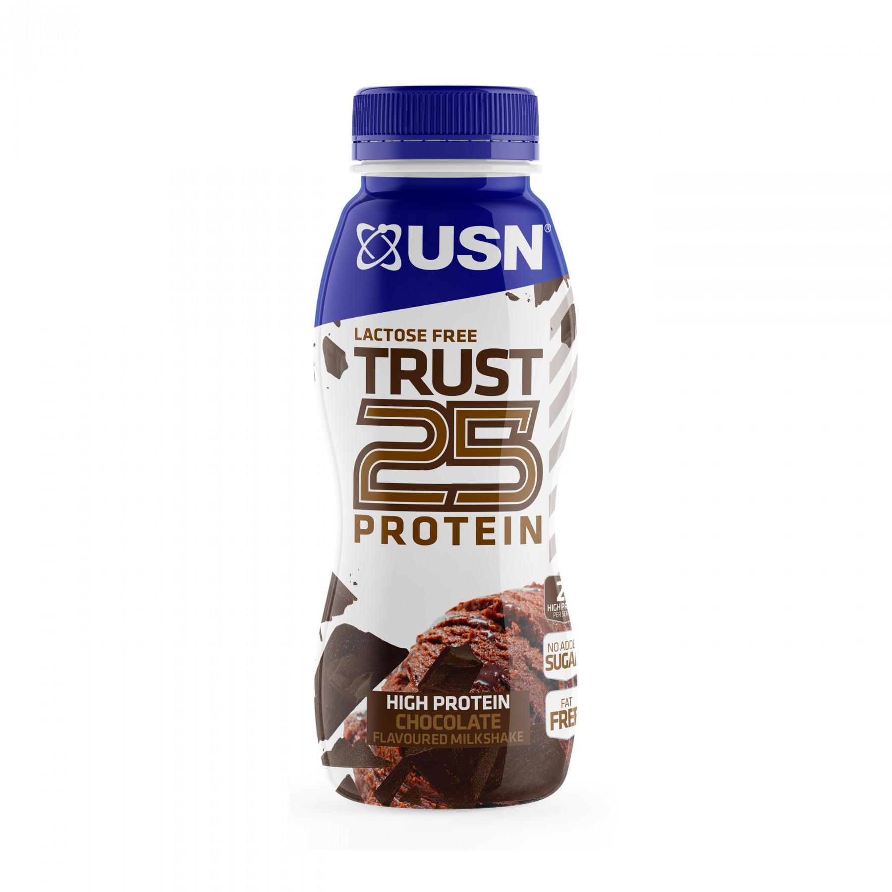 Confezione di 8 frullati proteici da 330 ml USN Trust RTD 25 Chocolat
